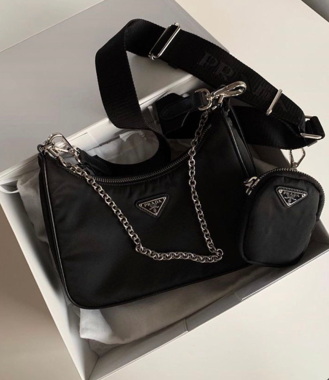 Authentic Prada Prada Multi Pochette Black Sling Bag Prada