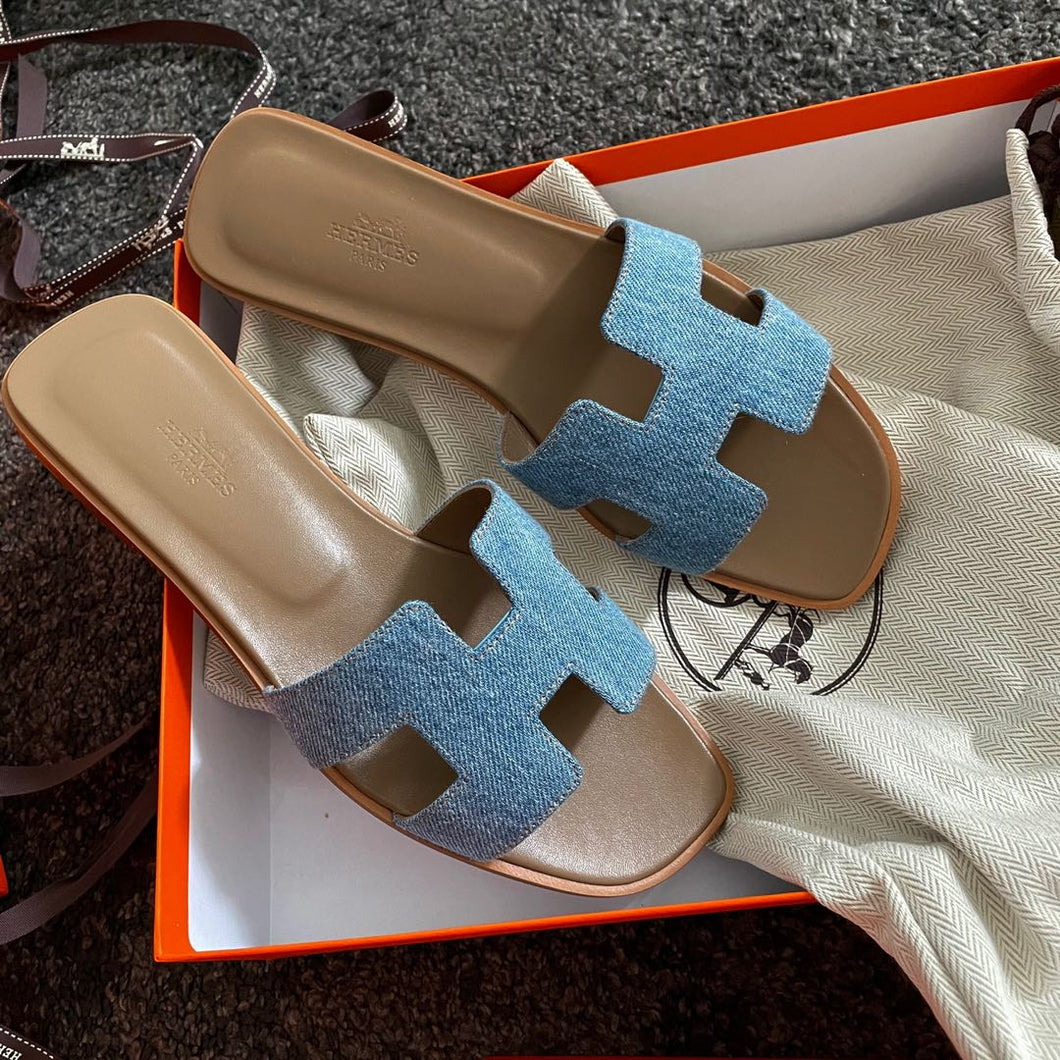 Mules Hermès Oran Denim